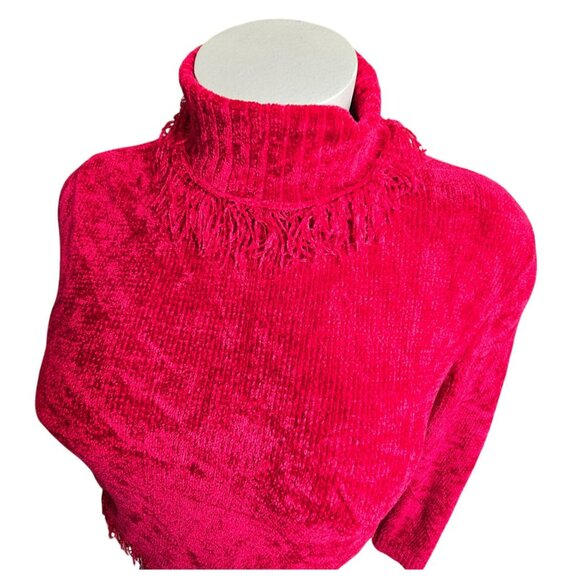 Red Fringed Turtleneck Sweater Woman's Size 1X Rafaella Soft Feel JJ4072 - Picture 3 of 7